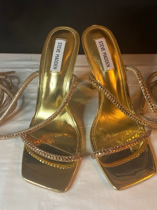 Steve Madden Shoes - Steve Madden Gold Rhinestone Lace-Up Heels trappy Sandals